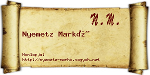Nyemetz Markó névjegykártya